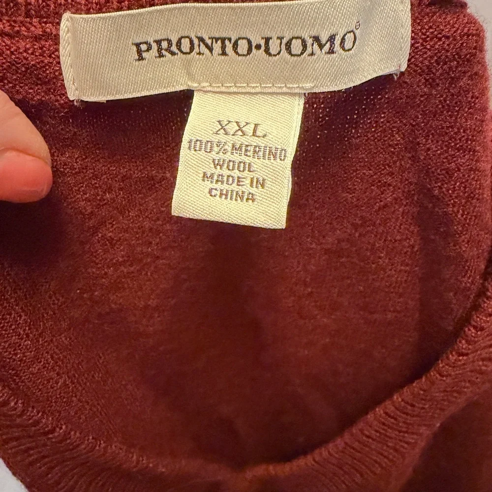 Pronto Uomo Sleeveless Sweater Vest 100% Merino Wool Size XXL Red Preppy